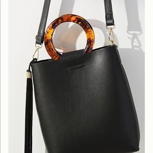 Anthropologie brand new black leather purse NWOT